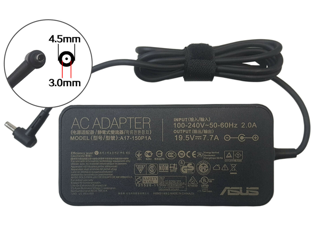 ASUS 19.5V 7.7A 150W Tip:4.5*3.0mm Charger AC Adapter Power Supply