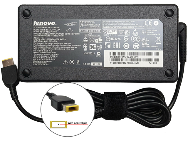 Lenovo 20V 8.5A 170W Rectangle yellow Charger AC Adapter Power Supply